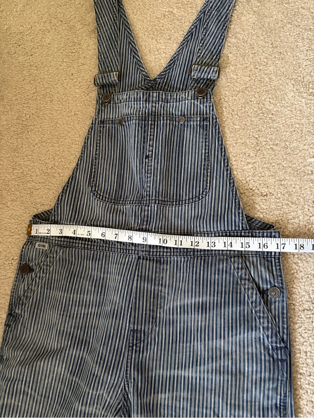 Citizens of humanity Anthropologie blue stripped overalls bib Carpenters small - Picture 11 of 14